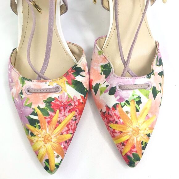 Marc Fisher TRUTHE Colorful Floral Pointed Toe Faux Lavender Suede Zip Back Heel - Picture 8 of 16